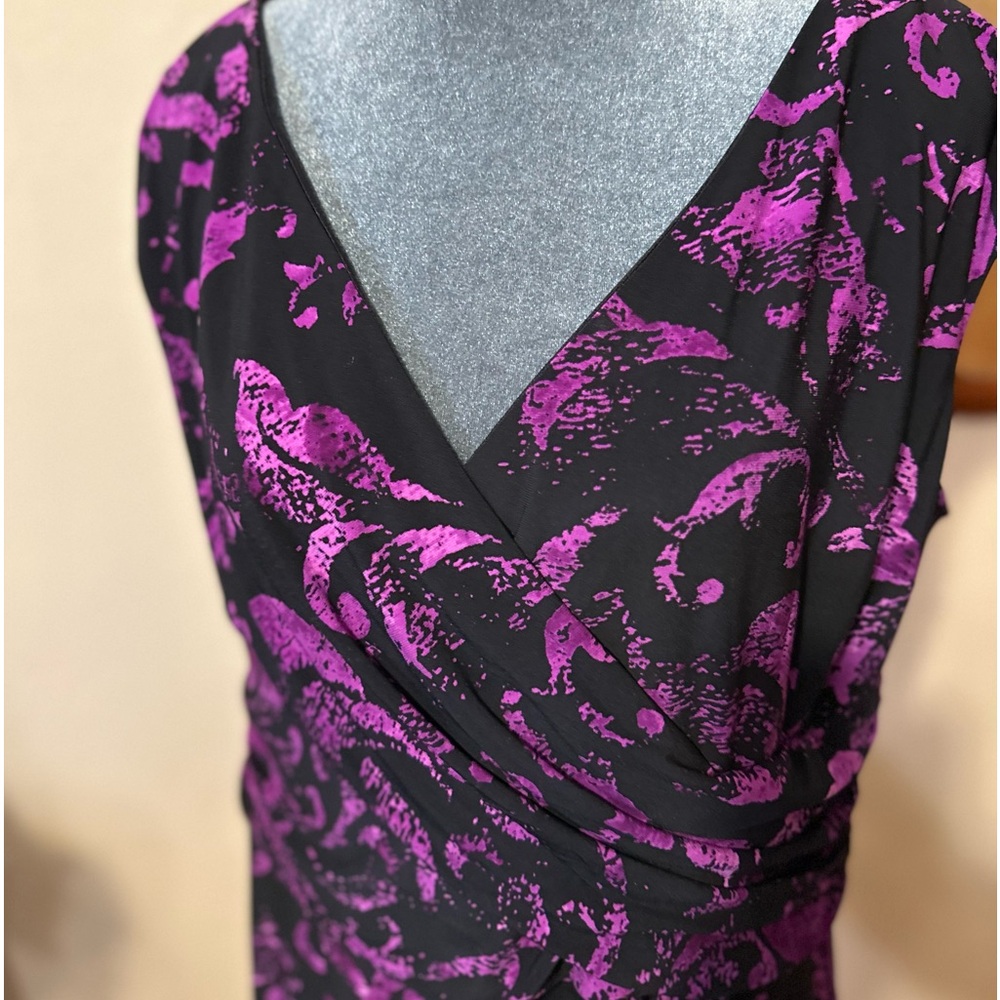 Chaps size XL sleeveless purple and black dress.